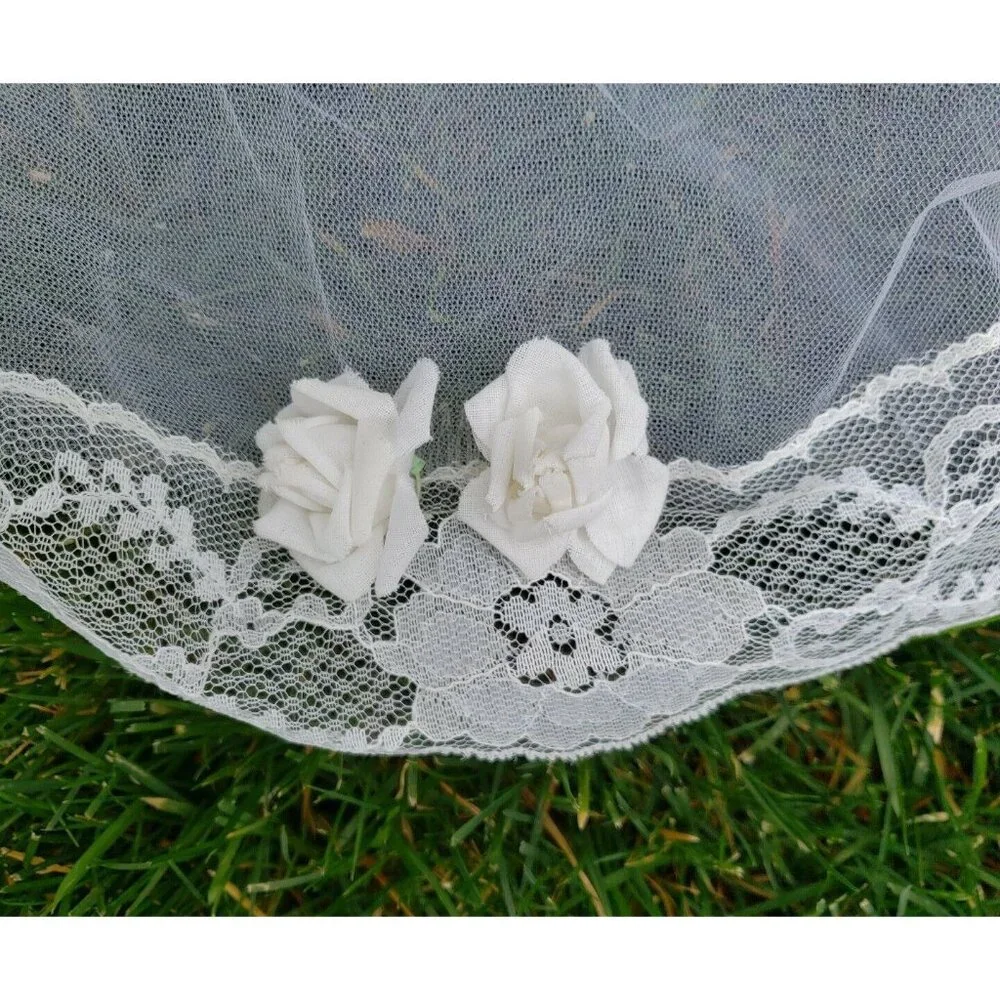 First Communion Veil Pearl Wreath Crown Layered Head Piece Holy Primera Comunion